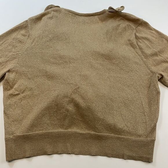 Cable & Gage Metallic Gold Ruffle Front Cardigan Sweater Women’s Sz XL - Picture 6 of 6